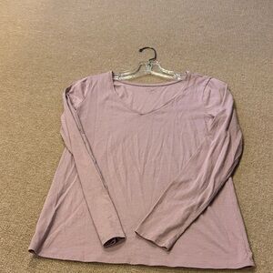 LOFT Dusty Lavender Long Sleeve V-Neck Top